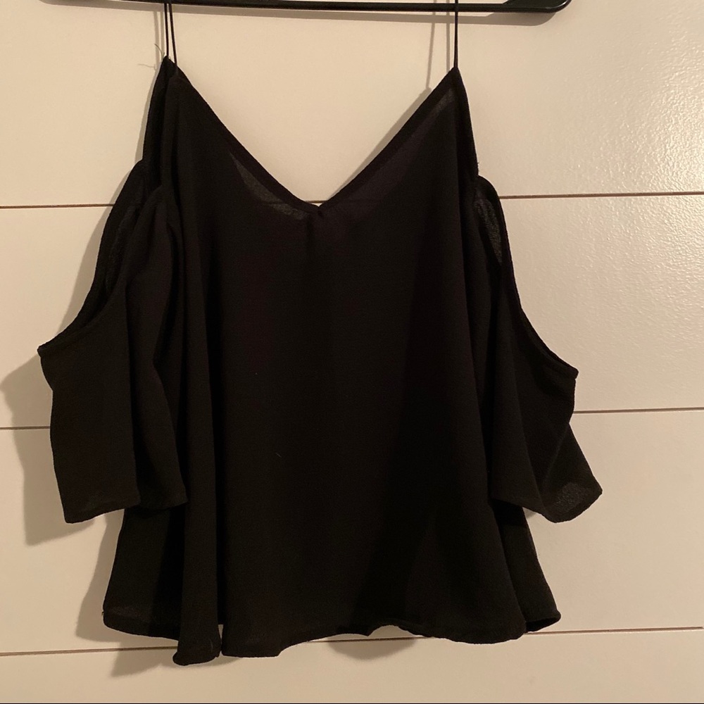Black Off the Shoulder Crop Top